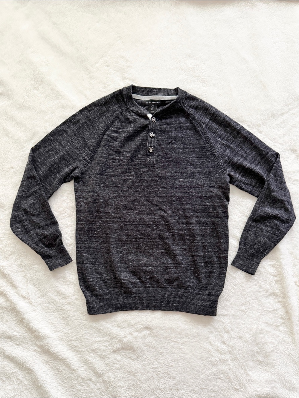 Art of Rhetoric Long Sleeve Henley Knit Sweater Dark Heather Gray Size Small